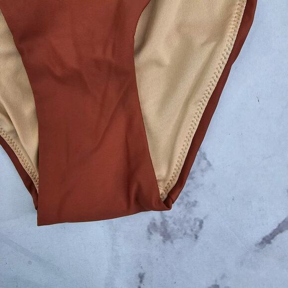 J Crew Swim Bottom Curved Waist String Bikini High Cut Mid Rise Terracotta - Picture 3 of 10